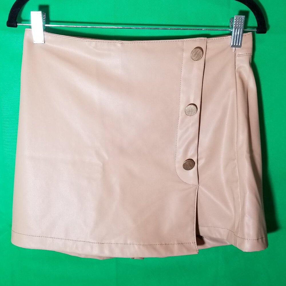 Zara Tan Faux Leather High Waisted Skort Night Out Sexy Women's‎ Size 5